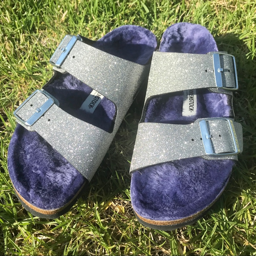 Birkenstock glitter shearling line sz 37(6-6.5) - Picture 5 of 6